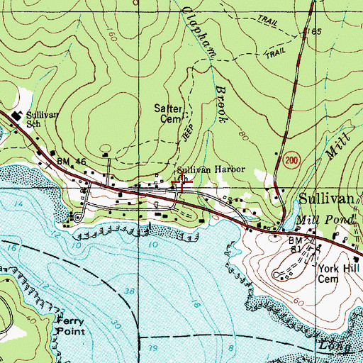 Topographic Map of Sullivan Harbor Church, ME