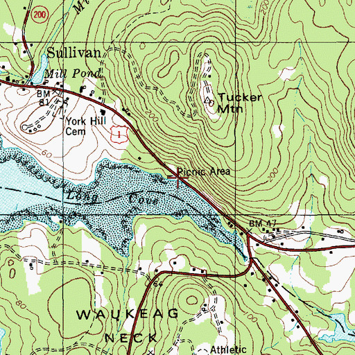 Topographic Map of Sullivan Harbor Scenic Turnout, ME