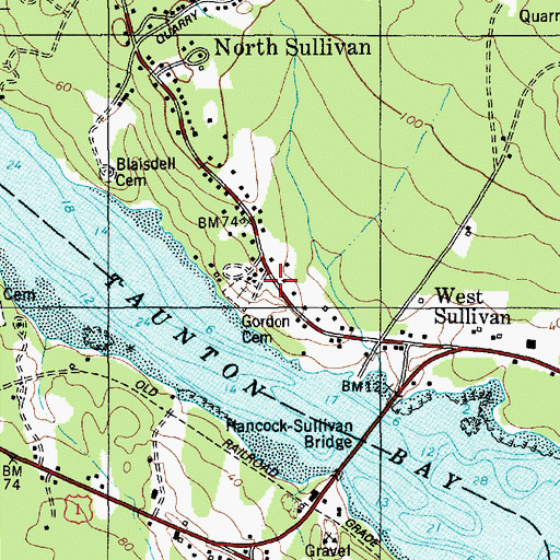 Topographic Map of Sullivan Post Office, ME