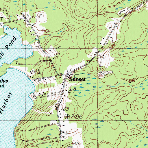 Topographic Map of Sunset Post Office, ME
