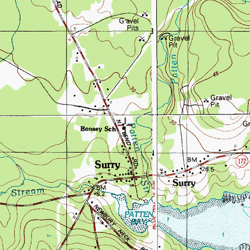 Topographic Map of Surry Elementary School, ME