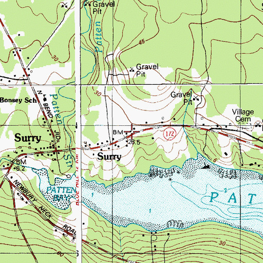 Topographic Map of Surry Post Office, ME