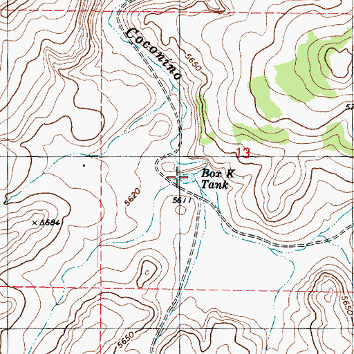 Topographic Map of Box K Tank, AZ