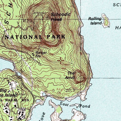 Topographic Map of The Anvil Trail, ME