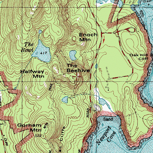 Topographic Map of The Beehive Trail, ME