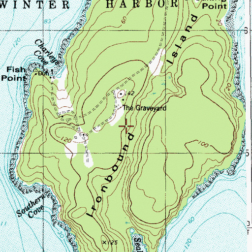 Topographic Map of The Graveyard, ME