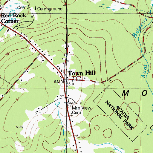 Topographic Map of Town Hill Federated Church, ME