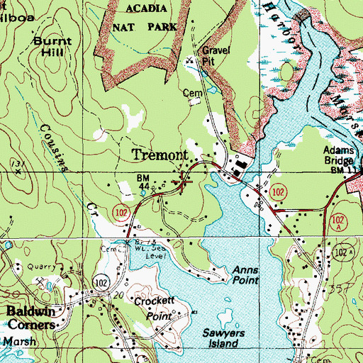 Topographic Map of Tremont Congregational Church, ME