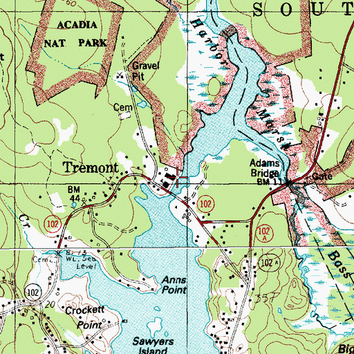 Topographic Map of Tremont Consolidated School, ME