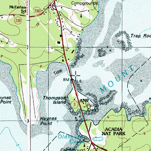 Topographic Map of Trenton Bridge, ME