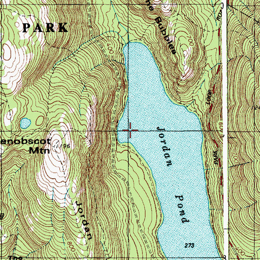 Topographic Map of Tumbledown Cove, ME