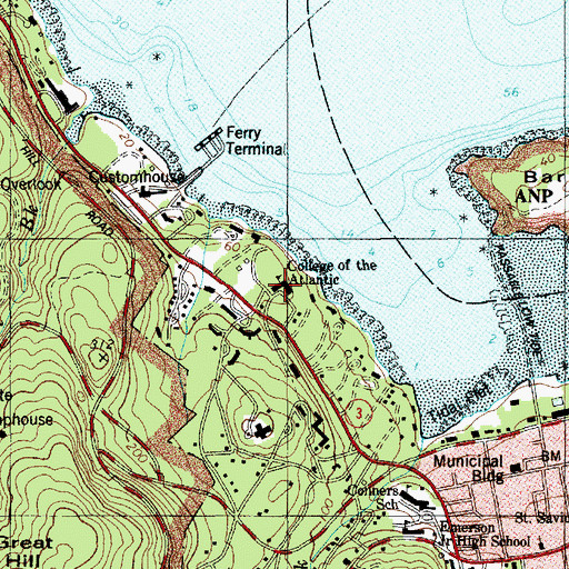 Topographic Map of Turretts Building, ME