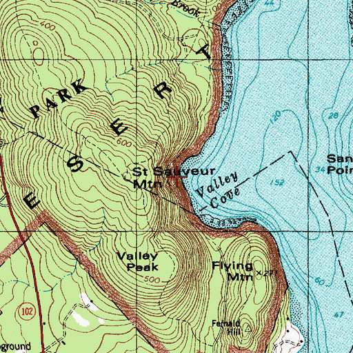 Topographic Map of Valley Cove Trail, ME