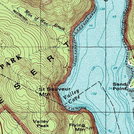 Topographic Map of Valley Cove Trail, ME