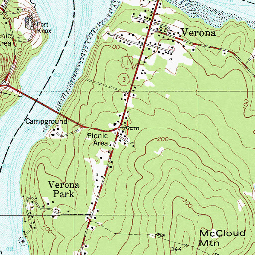 Topographic Map of Village Cemetery, ME
