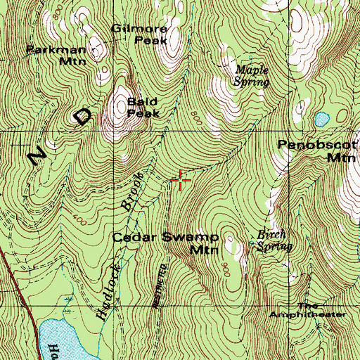 Topographic Map of Waterfall Bridge, ME