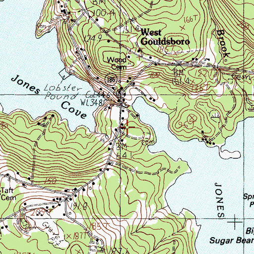 Topographic Map of West Gouldsboro Union Church, ME