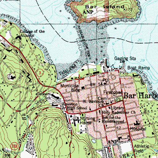 Topographic Map of West Street Historic District, ME