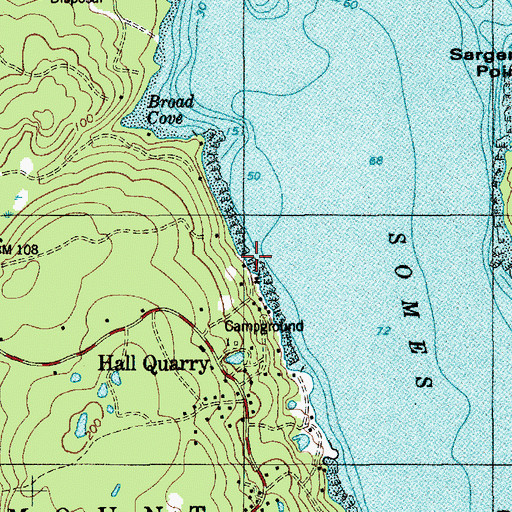 Topographic Map of Whiting and Allen Quarries (historical), ME