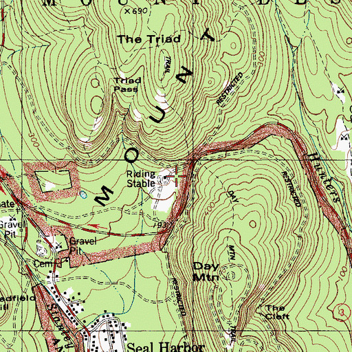 Topographic Map of Wildwood Stables, ME