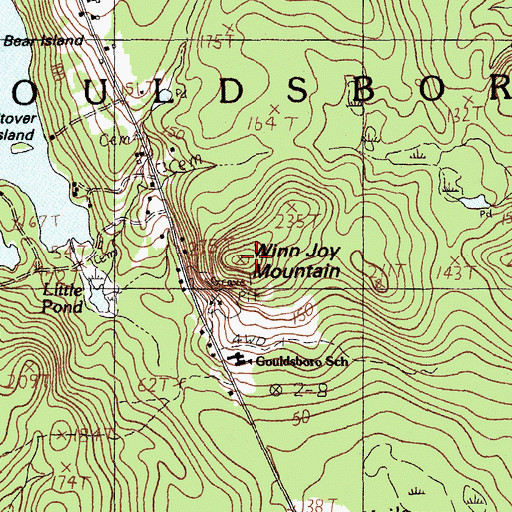 Topographic Map of Winn Joy Mountain, ME