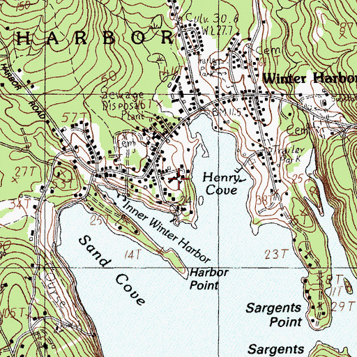 Topographic Map of Winter Harbor Grammar School, ME