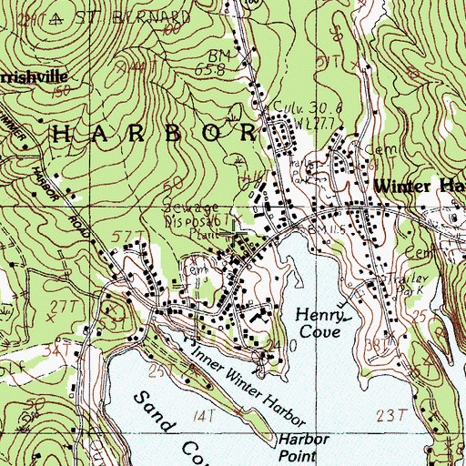 Topographic Map of Winter Harbor Historical Society Building, ME