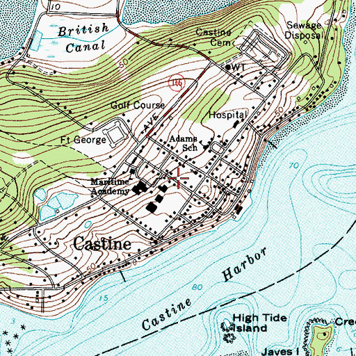Topographic Map of Captain Quick Alumni Hall, ME