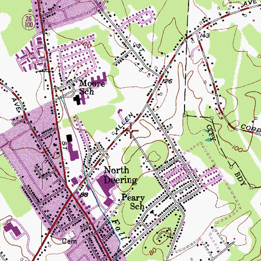 Topographic Map of Allen Avenue Unitarian Universalist Church, ME