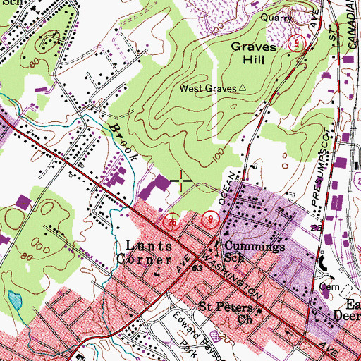 Topographic Map of Andover College Library, ME