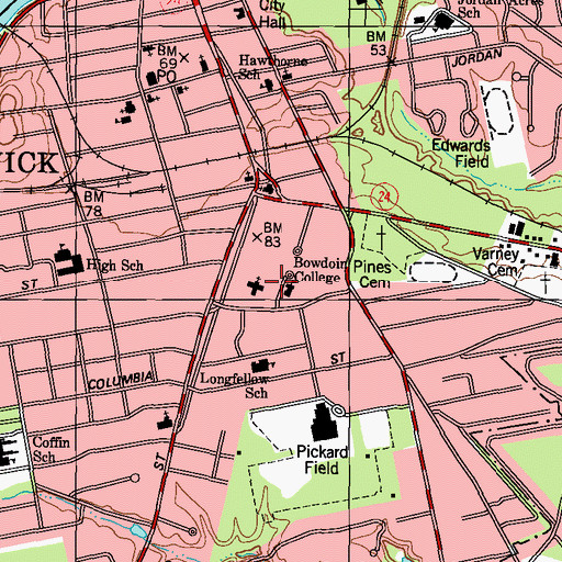 Topographic Map of Appleton Hall, ME