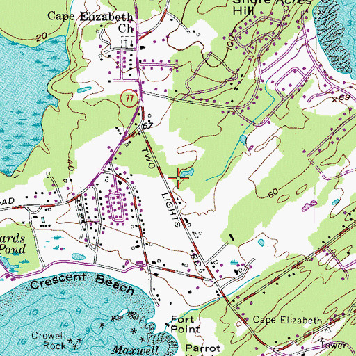 Topographic Map of Appletree School, ME