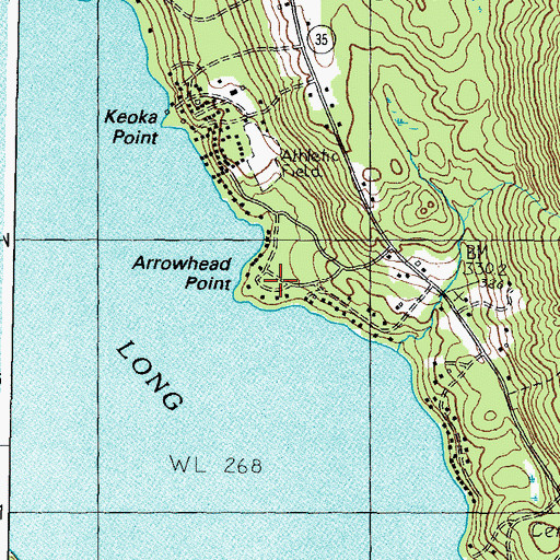 Topographic Map of Arrowhead Point, ME