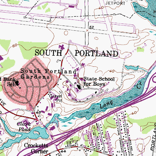 Topographic Map of Long Creek Youth Development Center - Arthur R Gould School, ME