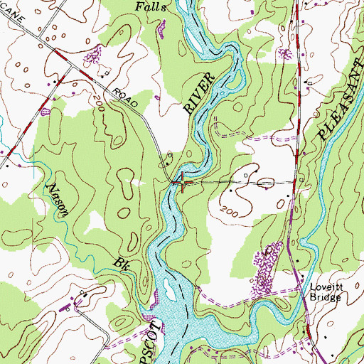 Topographic Map of Babbs Bridge, ME
