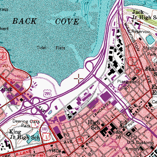 Topographic Map of Back Cove Park, ME