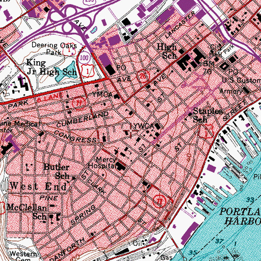 Topographic Map of Bangor Theological Seminary, ME