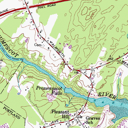 Topographic Map of Barker School (historical), ME