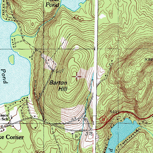 Topographic Map of Barton Hill, ME