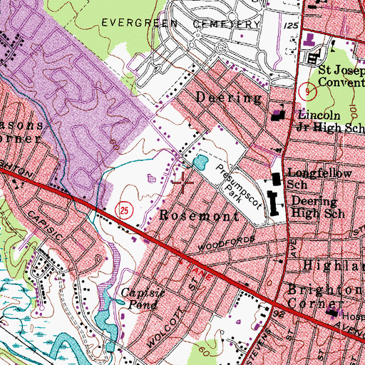 Topographic Map of Baxter Pines, ME