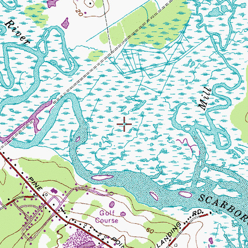 Topographic Map of Bayleys Camping Resort, ME