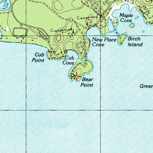 Topographic Map of Bear Point, ME