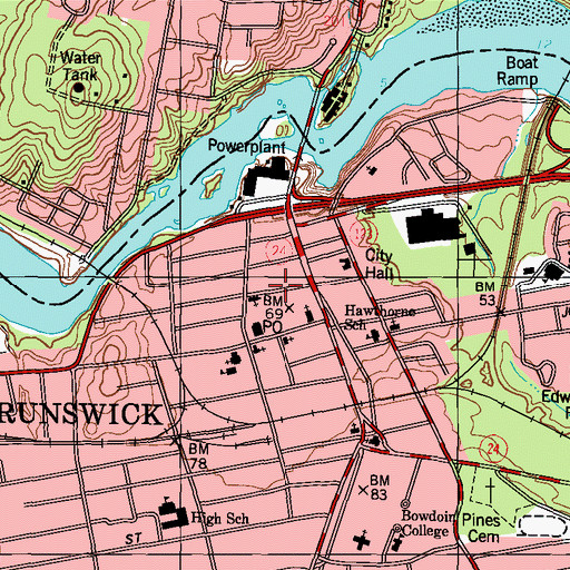 Topographic Map of Berean Baptist Church, ME