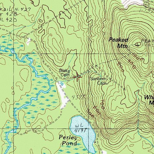 Topographic Map of Blake Cemetery, ME