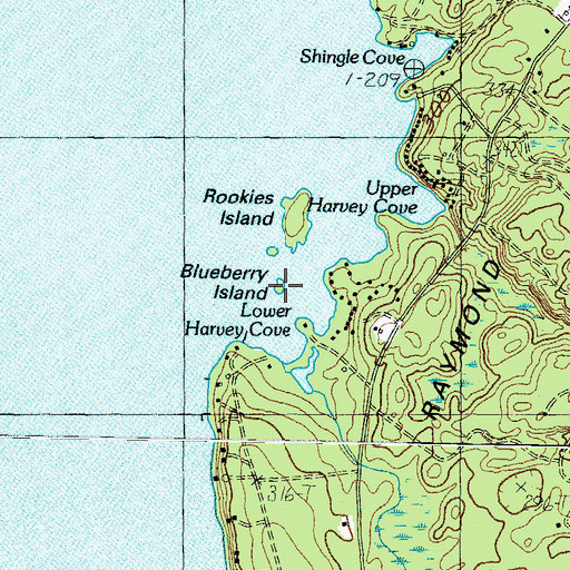 Topographic Map of Blueberry Island, ME
