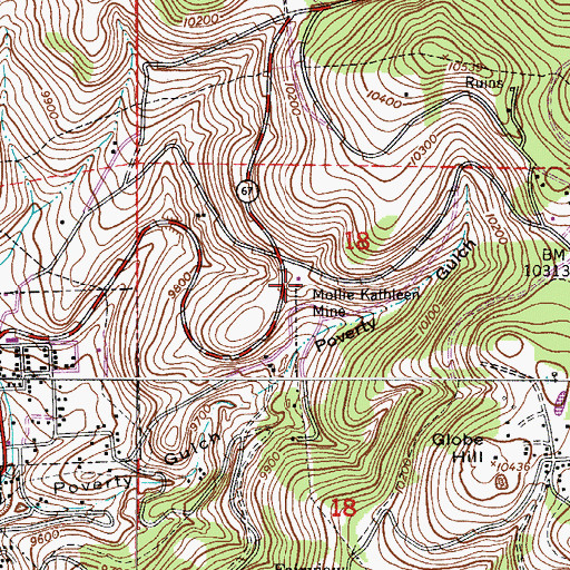 Topographic Map of Mollie Kathleen Mine, CO