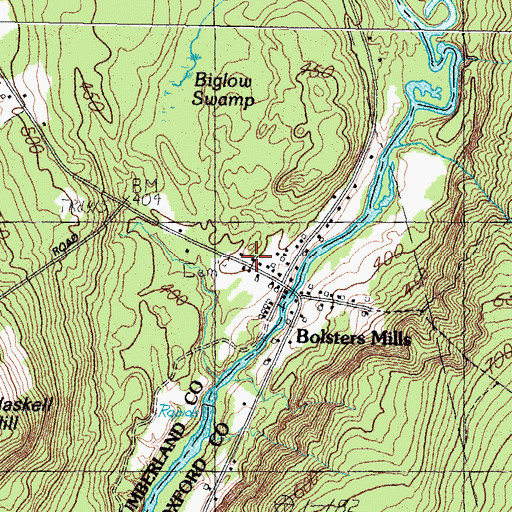 Topographic Map of Bolsters Mills United Methodist Church, ME