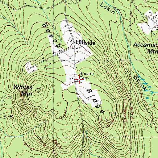 Topographic Map of Boulter Cemetery, ME