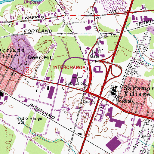 Topographic Map of Bradles Plaza Shopping Center, ME