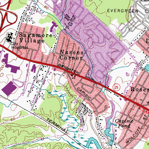 Topographic Map of Breakwater School, ME